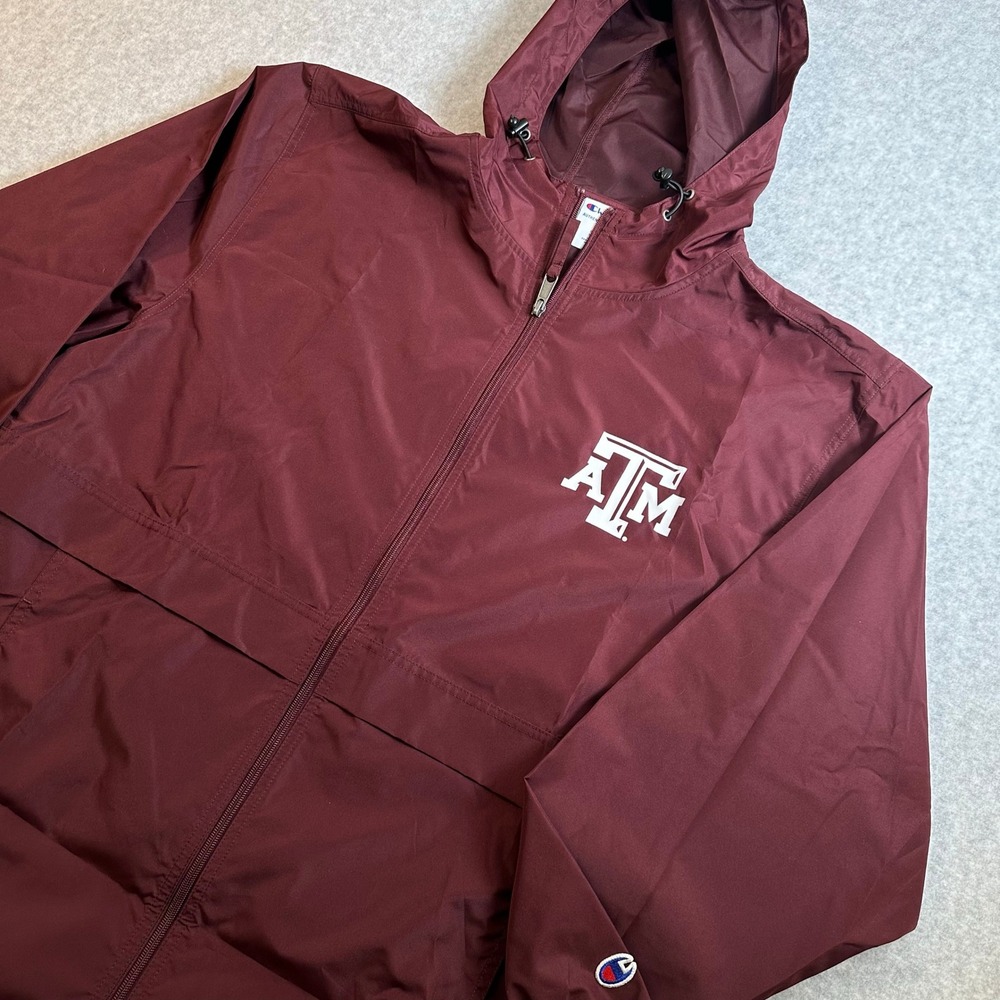 Champion Texas A&M Aggies Windbreaker Jacket Mens Large Maroon Full Zip CB1015